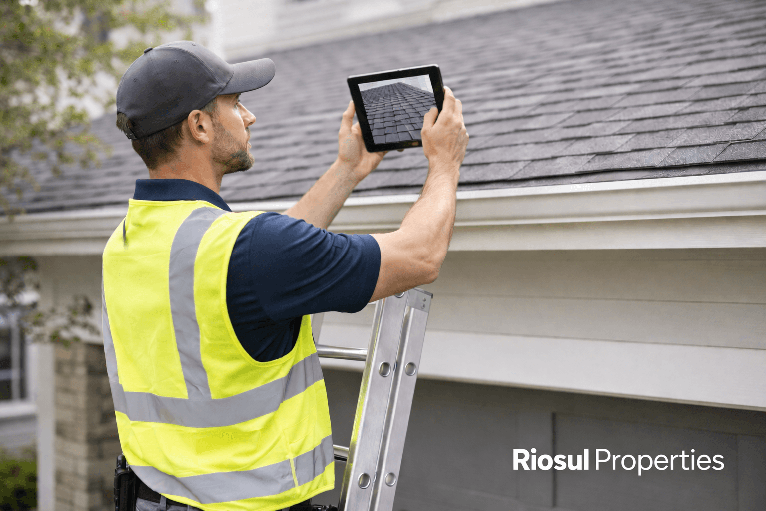 Inspector documenting a roof condition during field activity